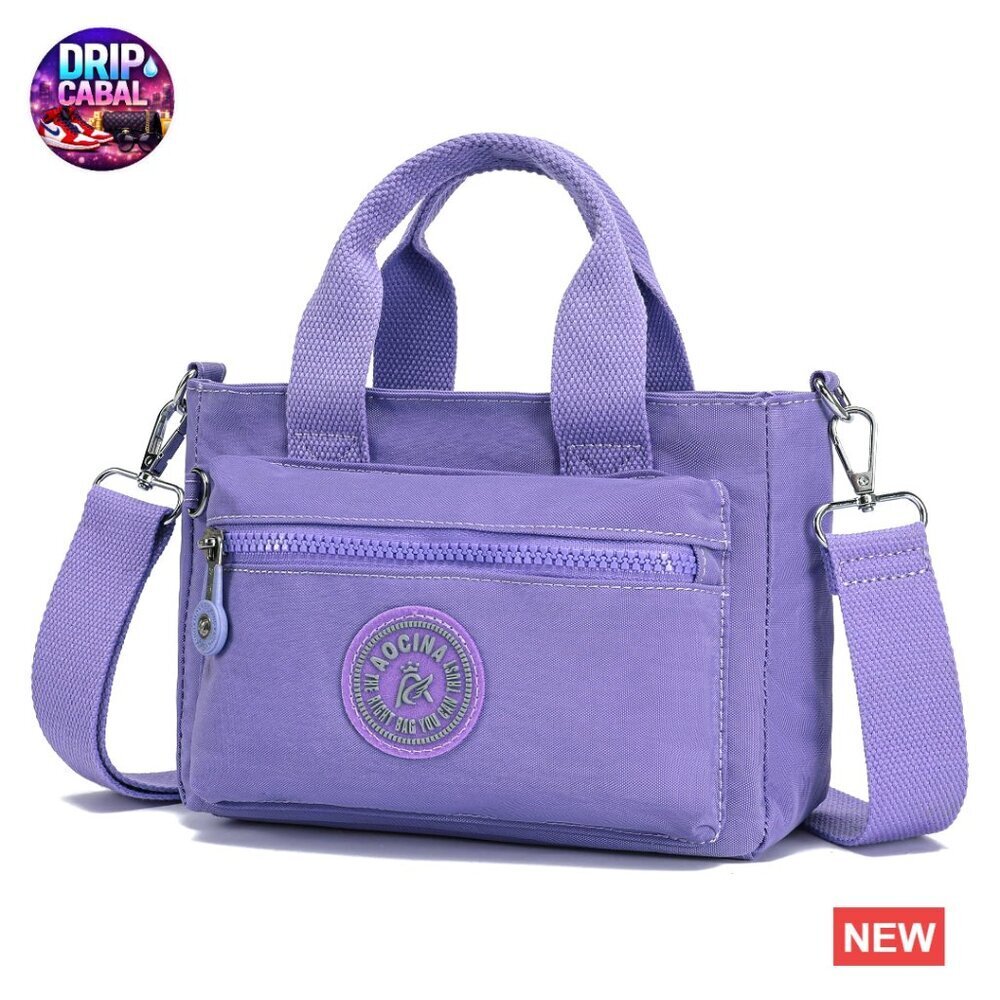 Nylon Mini Tote Crossbody Bag Multi Pocket Lightweight Satchel Purse Everyday